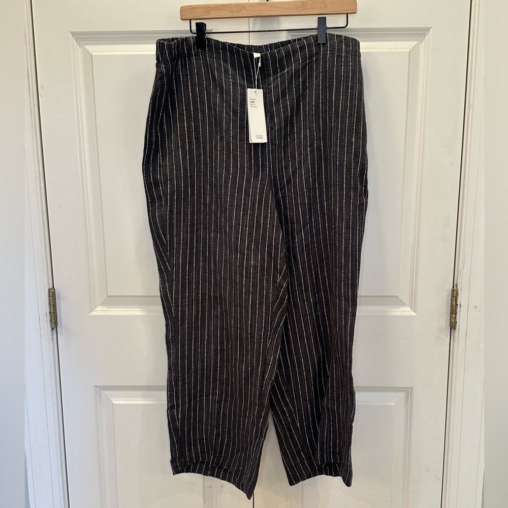 NWT Eileen Fisher Organic Linen Wide Leg Cropped Pull On Pants (size 2X)